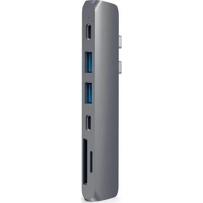 Satechi Type-C Pro Hub Αντάπτορας για Macbook - Με 2x Type-C / 1x 4K HDMI / 1x Type-C PD / 2x USB-A / 1x Type-C 5 Gbps / 1x microSD - Space Gray (ST-CMBPM)