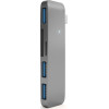 Satechi Αντάπτορας Type-C Passthrough Hub για Macbook 12"- Με 2x USB-A / 1x Type-C / 1x SD & Micro SD - Space Gray (ST-TCUPM)
