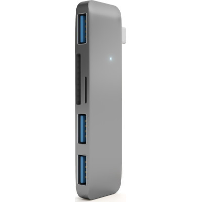 Satechi Αντάπτορας Type-C Passthrough Hub για Macbook 12"- Με 2x USB-A / 1x Type-C / 1x SD & Micro SD - Space Gray (ST-TCUPM)