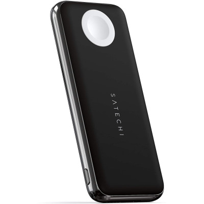 Satechi Quatro Wireless Power Bank - Φορητή Μπαταρία Ασύρματης Φόρτισης Qi με Type-C & USB-A για iPhone - Apple Watch & AirPods - 10,000mAh - Black (ST-UC10WPBM)