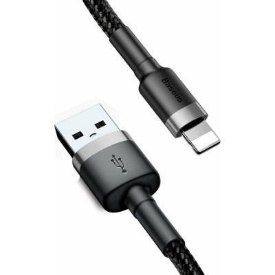 Baseus Καλώδιο Φόρτισης και Μεταφοράς Δεδομένων USB σε Lightning 200cm - 1.5A - Grey / Black (CALKLF-CG1)