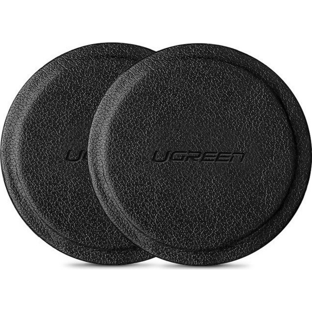 Ugreen PU Leather Αυτοκόλλητες Μεταλλικές Πλάκες για Μαγνητική Βάση Αυτοκινήτου - 2 Τεμάχια - Black (50375)