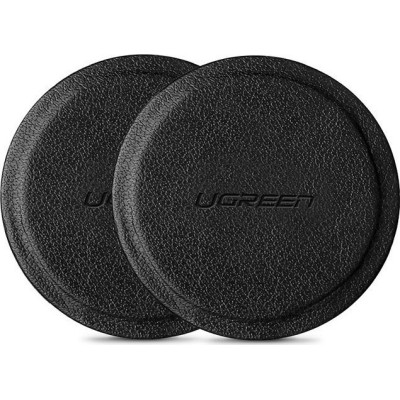 Ugreen PU Leather Αυτοκόλλητες Μεταλλικές Πλάκες για Μαγνητική Βάση Αυτοκινήτου - 2 Τεμάχια - Black (50375)