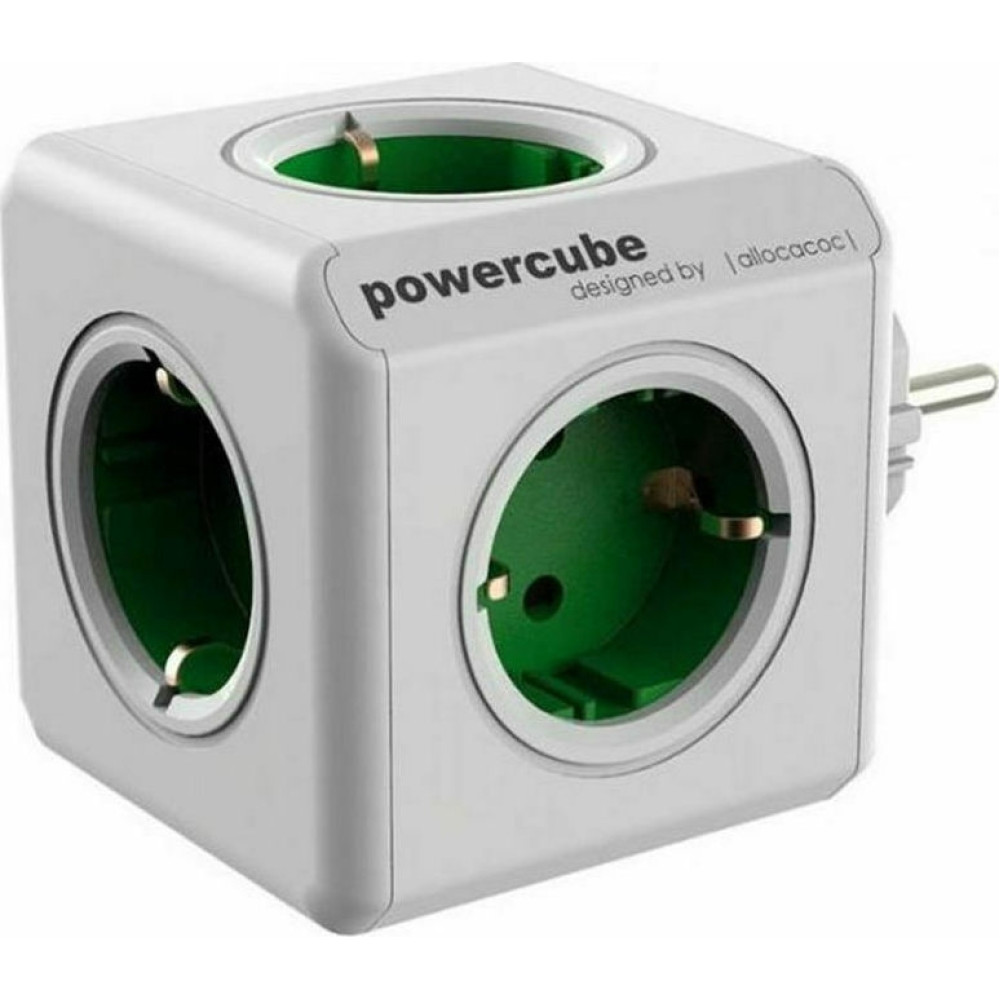 Allocacoc PowerCube Original - Πολύπριζο με 5 Υποδοχές - Green - 2 Έτη Εγγύηση (1100GN/DEORPC)