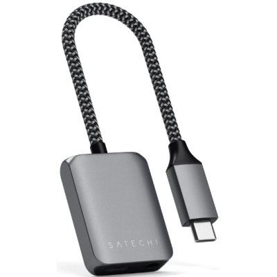 Satechi Αντάπτορας Ήχου Type-C (male) σε Type-C PD (female) / 3.5mm Jack (female) - Space Gray (ST-UCAPDAM)