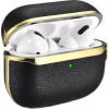 iCarer Electroplating PU Leather Θήκη για Apple AirPods Pro 1st Gen - Black / Gold (IAP054-BK)