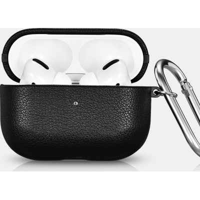 iCarer Microfiber Slim PU Leather Θήκη για Apple AirPods Pro 1st Gen - Black (IAP053-BK)