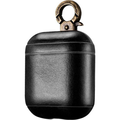 iCarer Vintage Δερμάτινη Θήκη με Γάντζο για Apple AirPods 2nd Gen / 1st Gen - Black (IAP032-BK)