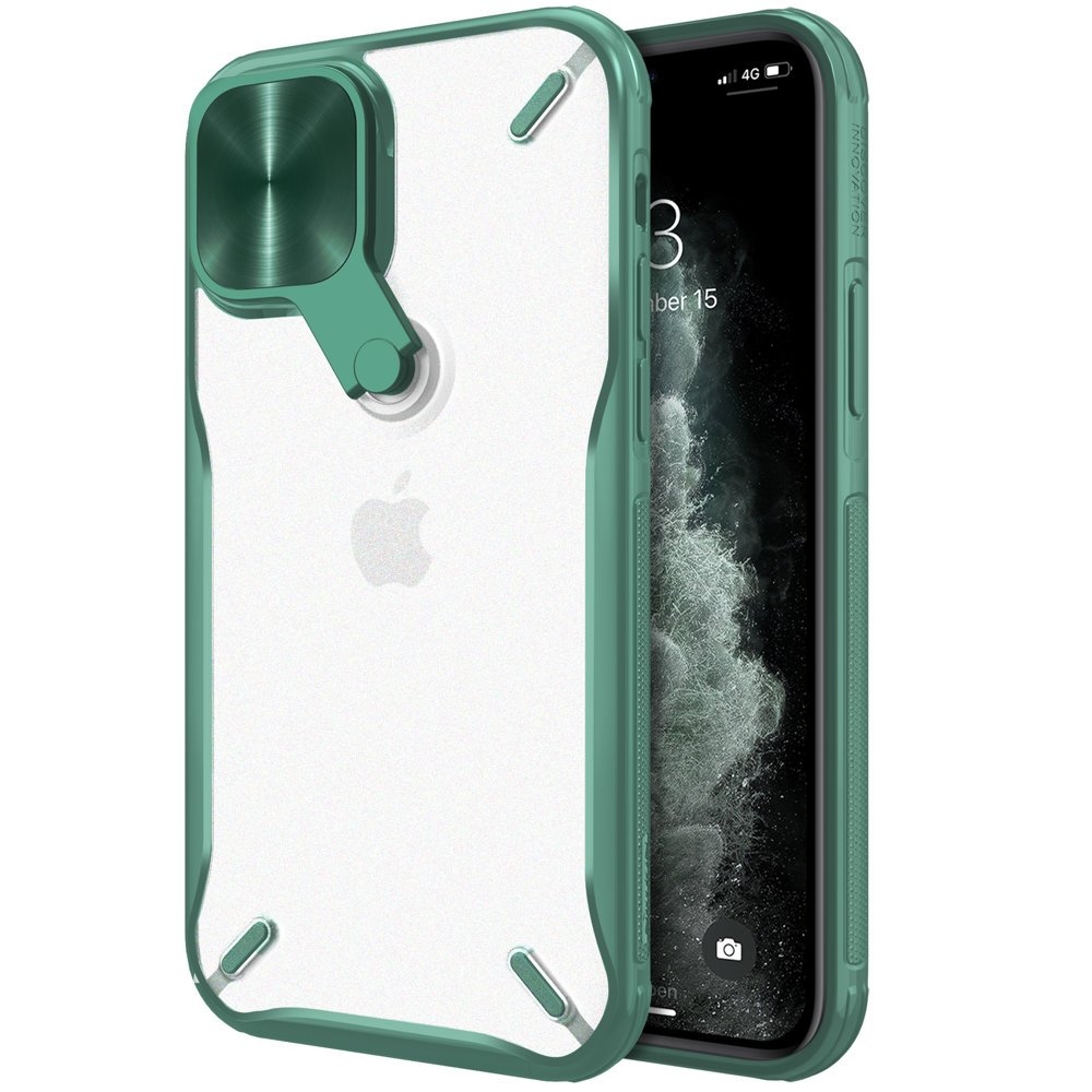 Nillkin Cyclops Case - Σκληρή Θήκη με Κάλυμμα για την Κάμερα & Kickstand - Apple iPhone 12 / 12 Pro - Green (6902048206427)