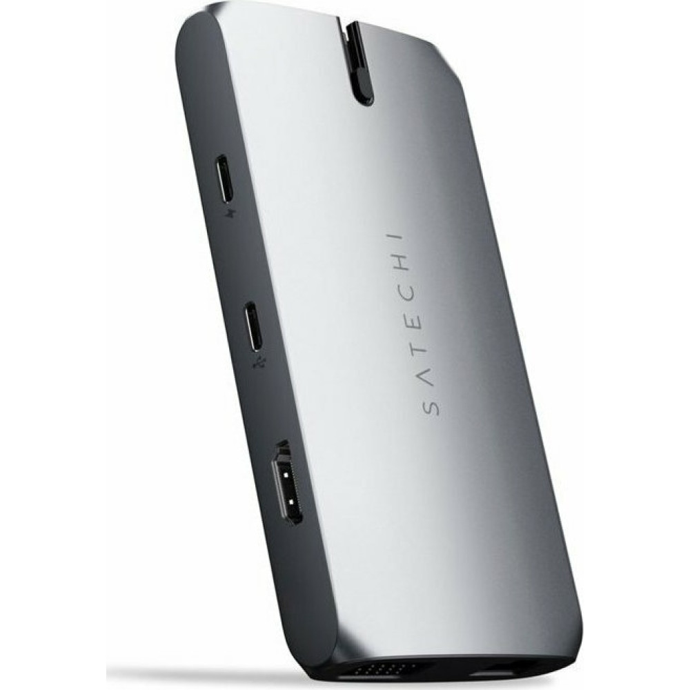 Satechi Αντάπτορας USB-C On The Go Multiport με 2 x Type-C / 2 x USB-A 3.0 / 1 x Gigabit Ethernet / 1 x HDMI 4K / 1 x VGA  / 1 x SD & MicroSD - Space Grey (ST-UCMBAM)