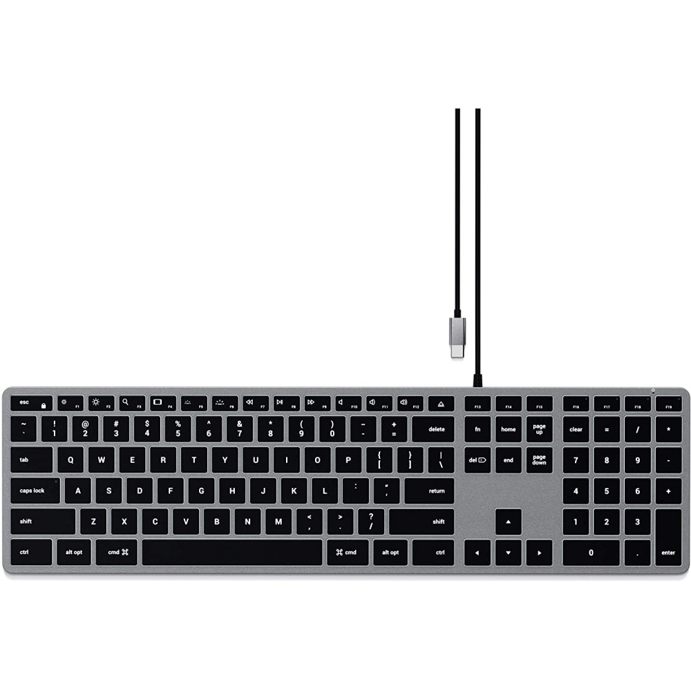 Satechi Slim W3 Wired Backlit Keyboard για Mac - Ενσύρματο Πληκτρολόγιο Αλουμινίου - Space Grey (ST-UCSW3M)