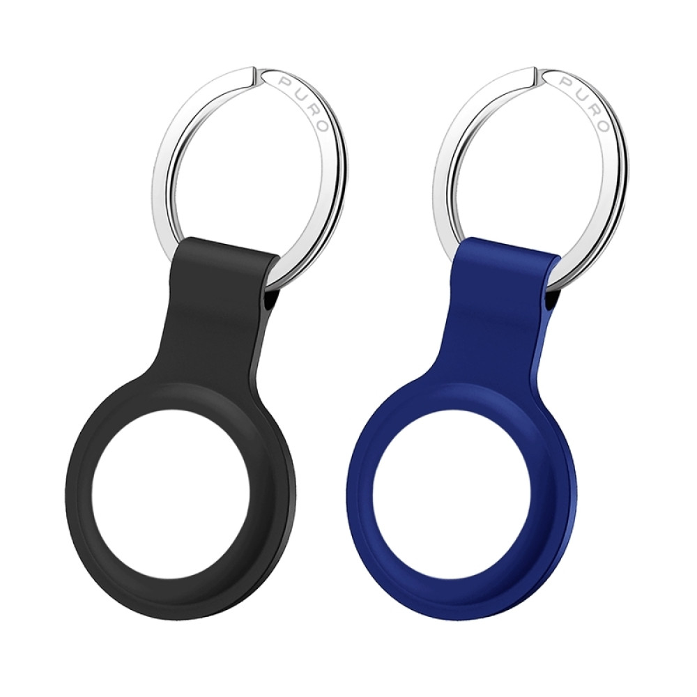 Puro Icon Θήκη / Μπρελόκ Σιλικόνης Apple AirTag - Black / Blue - 2 Τεμάχια (ATKIT-1)