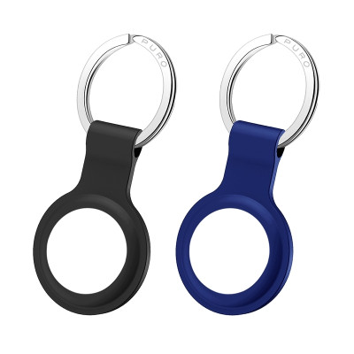 Puro Icon Θήκη / Μπρελόκ Σιλικόνης Apple AirTag - Black / Blue - 2 Τεμάχια (ATKIT-1)