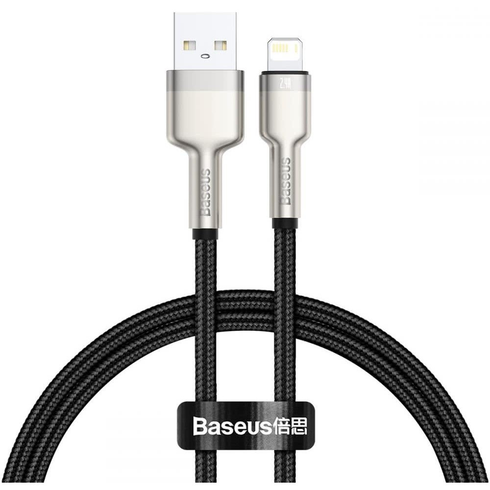 Baseus Cafule Metal - Καλώδιο Φόρτισης και Μεταφοράς Δεδομένων 2.4A - USB σε Lightning - 25cm - Black (CALJK-01)