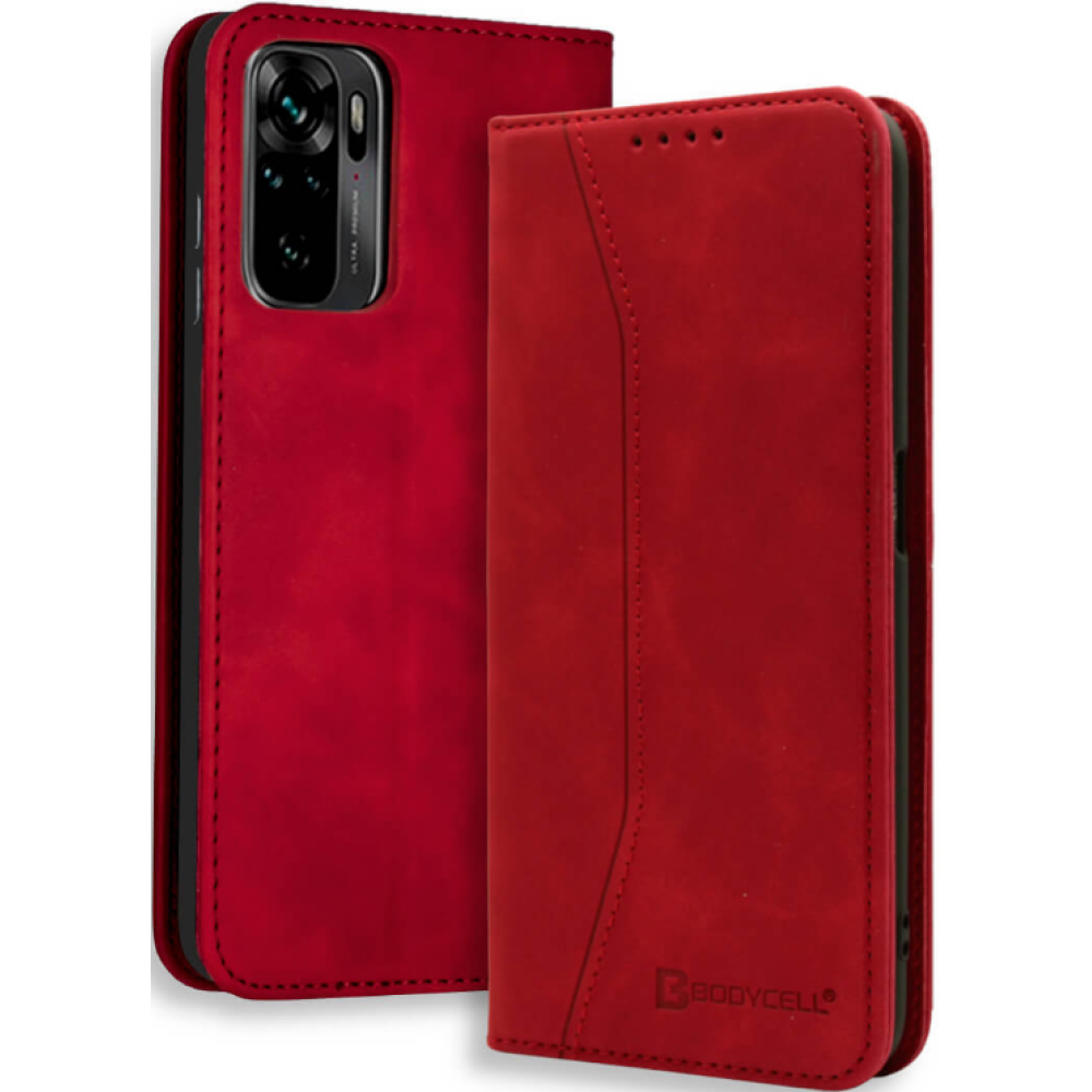 Bodycell Θήκη - Πορτοφόλι Xiaomi Redmi Note 10 / Note 10S - Red (5206015063176)