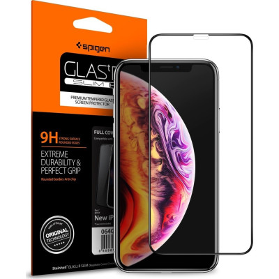 Spigen Tempered Glass GLAS.tR Slim HD - Fullface Αντιχαρακτικό Γυαλί Οθόνης Apple iPhone 11 / XR - Black (064GL25233)