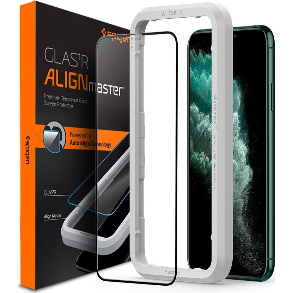 Spigen GLAS.tR ALIGNmaster - Αντιχαρακτικό Fullface Γυάλινο Tempered Glass Apple iPhone 11 Pro Max - Black (AGL00098)