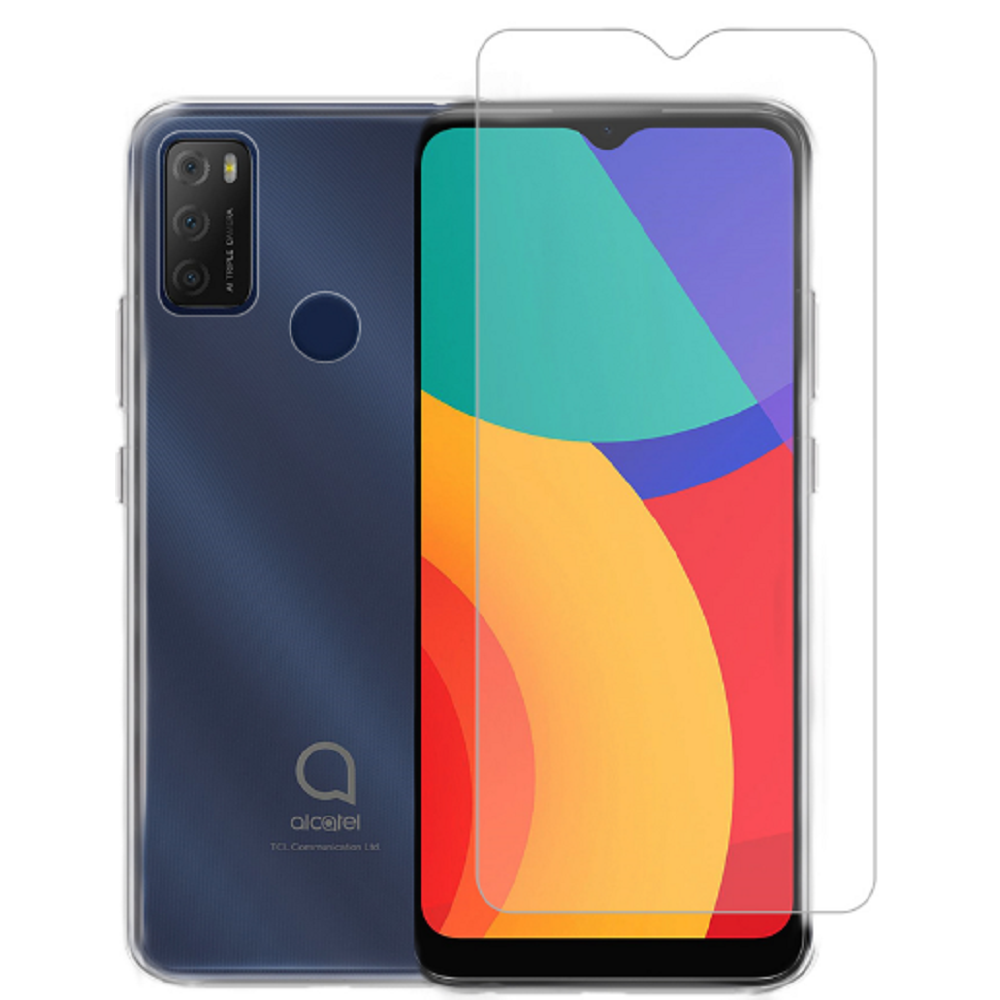 Vivid Σετ Διάφανη Θήκη Σιλικόνης & Tempered Glass - Alcatel 1S 2021 - Transparent (VIGELLY188GLASSTN)
