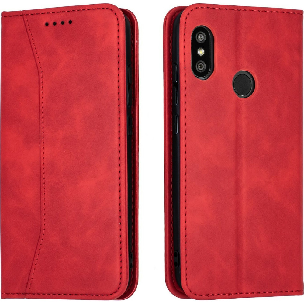 Bodycell Θήκη - Πορτοφόλι Xiaomi Mi A2 Lite / Redmi 6 Pro - Red (5206015059018)