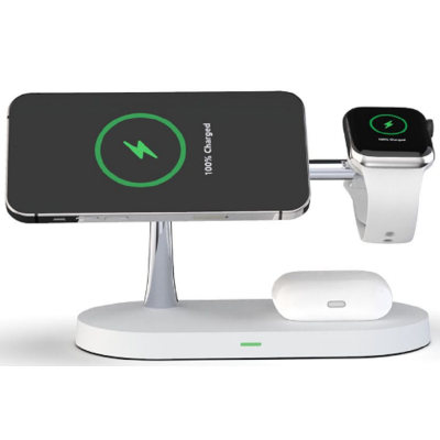 Tech-Protect A12 3 in 1 Wireless Charging Station - Βάση Ασύρματης Φόρτισης MagSafe για iPhone 16 / 15 / 14 / 13 / 12 / Airpods / Apple Watch - 15W - White (6216990211850)
