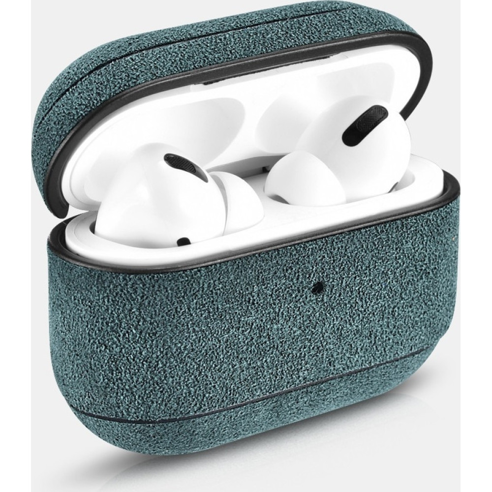 iCarer Alcantara Δερμάτινη Θήκη για Apple AirPods Pro 1st Gen - Dark Green (WMAP006-GN)