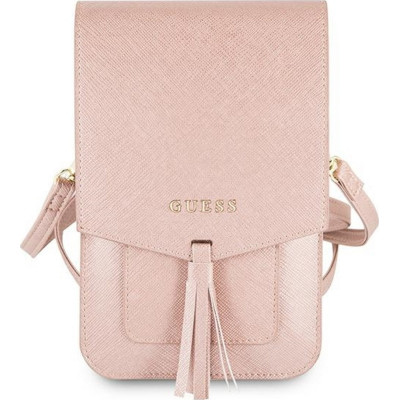 Guess 4G Logo Wallet Bag - Universal Θήκη - Πορτοφόλι Clutch με Φουντάκι για Κινητά έως 6.5" - Pink (GUWBSSAPI)