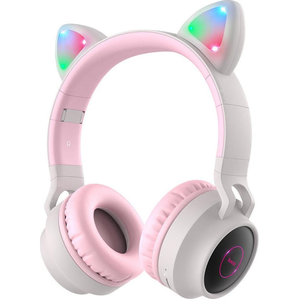 Hoco W27 Cat Ear Wireless Headphones - Ασύρματα και Ενσύρματα Ακουστικά Κεφαλής Bluetooth / MP3 με LED Αυτιά Γάτας - Grey (6931474718457)