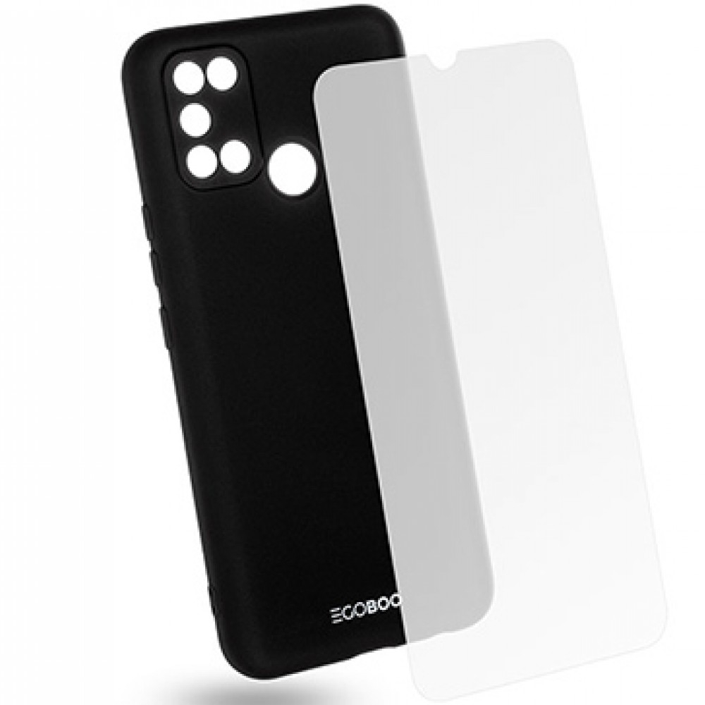 Egoboo Σετ Tempered Glass & Rubber Θήκη Σιλικόνης Realme 7i - Black (R7ITPUBLKGL)