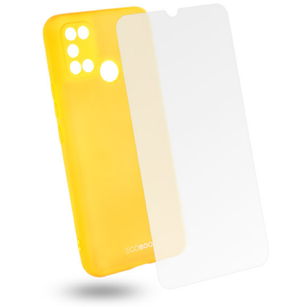 Egoboo Σετ Tempered Glass & Rubber Θήκη Σιλικόνης Realme 7i - Lime (R7ITPULIMEGL)