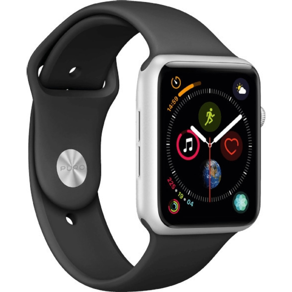 Puro Λουράκι Σιλικόνης Icon - Apple Watch Ultra2/Ultra1/SE/10/9/8/7/6/5/4 (49/46/45/44mm) - S/M & M/L - Black - 2 Τεμάχια (AW44ICON-BLK)