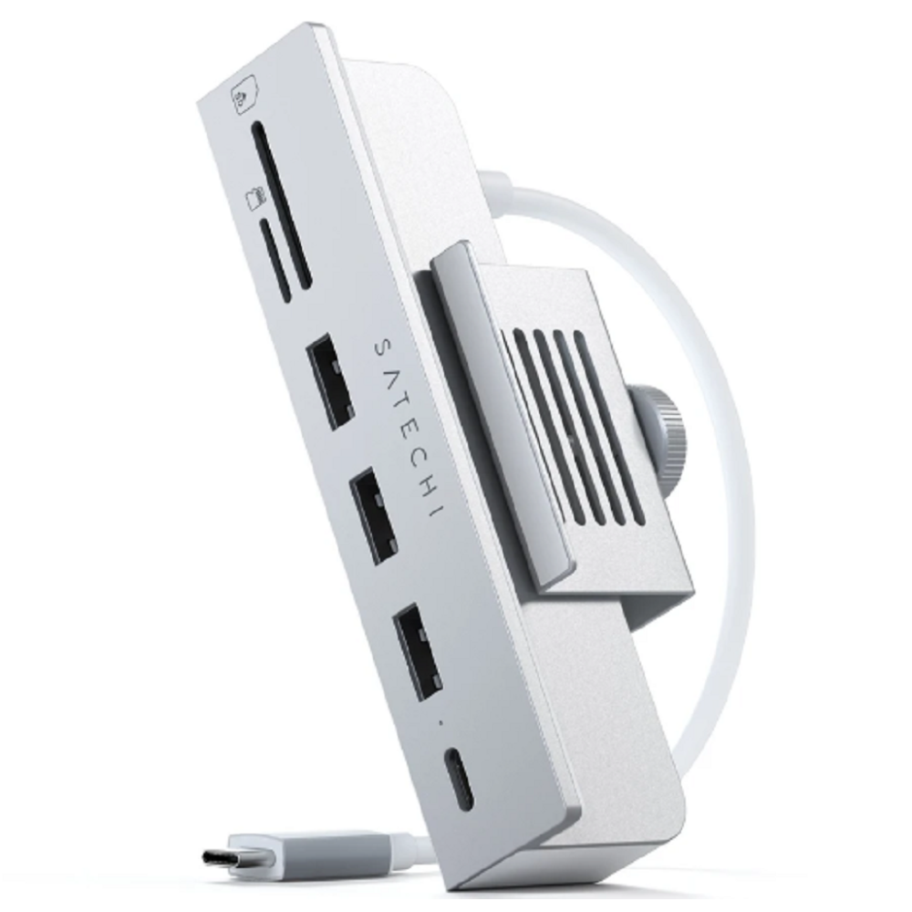 Satechi Αντάπτορας Type-C Clamp Hub για iMac 24" 2024 - 2021 - Με 3 x USB-A 3.0 / 1 x Type-C / 1 x SD & Micro SD - Silver (ST-UCICHS)