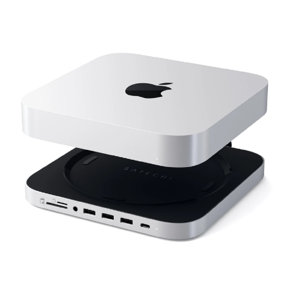 Satechi Stand Hub Βάση για Mac Mini M2 / M2 Pro 2023 / M1 2020 / Mac Studio 2023 / 2022 - Με Θήκη για SSD SATA S.2 Εξωτερικό Σκληρό Δίσκο - Με Θύρες 1 x Type-C / 3 x USB-A / 1 x 3.5mm Jack / 1 x SD & Micro SD (ST-MMSHS)