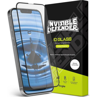 Ringke Invisible Defender ID Tempered Glass - Premium Full Cover Αντιχαρακτικό Γυαλί Οθόνης Apple iPhone 14 Plus / 13 Pro Max - Black (8809818843418)