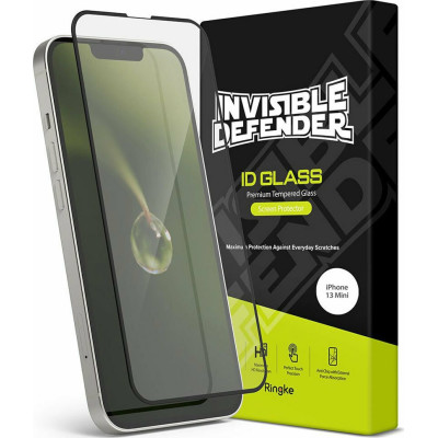 Ringke Invisible Defender ID Tempered Glass - Premium Full Cover Αντιχαρακτικό Γυαλί Οθόνης Apple iPhone 13 mini - Black (8809818845771)