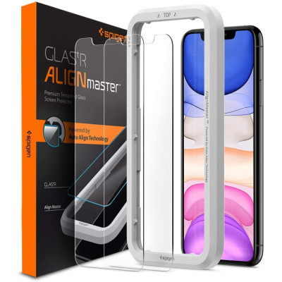 Spigen GLAS.tR ALIGNmaster Slim Tempered Glass - Αντιχαρακτικό Γυαλί Οθόνης Apple iPhone 11 / XR - 2 Τεμάχια - Clear (AGL00101)