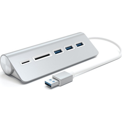 Satechi Αντάπτορας USB-A 3.0 Combo Hub - Με 3 x USB-A / 1 x SD & Micro SD - Silver (ST-3HCRS)
