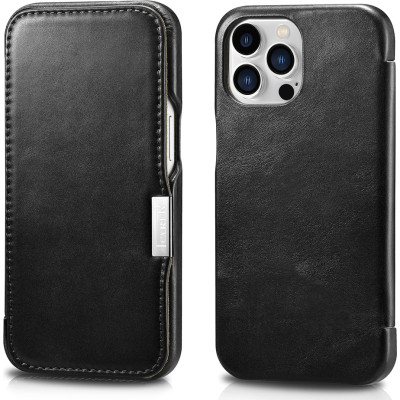 iCarer Vintage Series Side-Open Δερμάτινη Θήκη Apple iPhone 13 Pro Max - Black (RIX1308-BK)