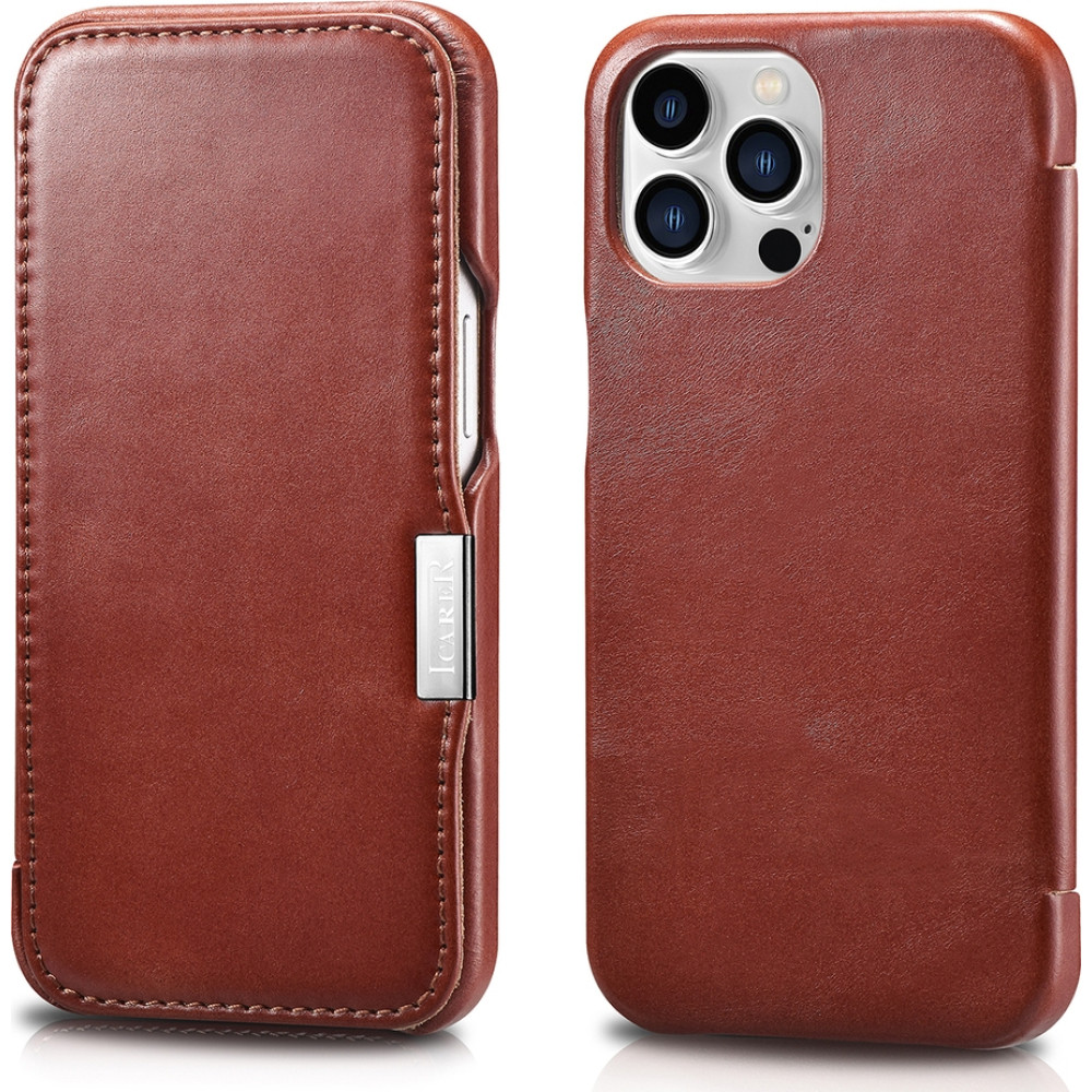 iCarer Vintage Series Side-Open Δερμάτινη Θήκη Apple iPhone 13 Pro Max - Red (RIX1308-RD)