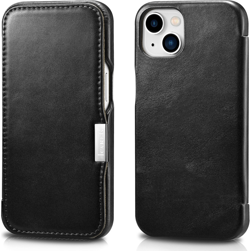 iCarer Vintage Series Side-Open Δερμάτινη Θήκη Apple iPhone 13 - Black (RIX1306-BK)