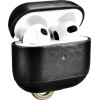 iCarer Vintage Δερμάτινη Θήκη με Γάντζο για Apple AirPods 3rd Gen - Black (IAP057-BK)
