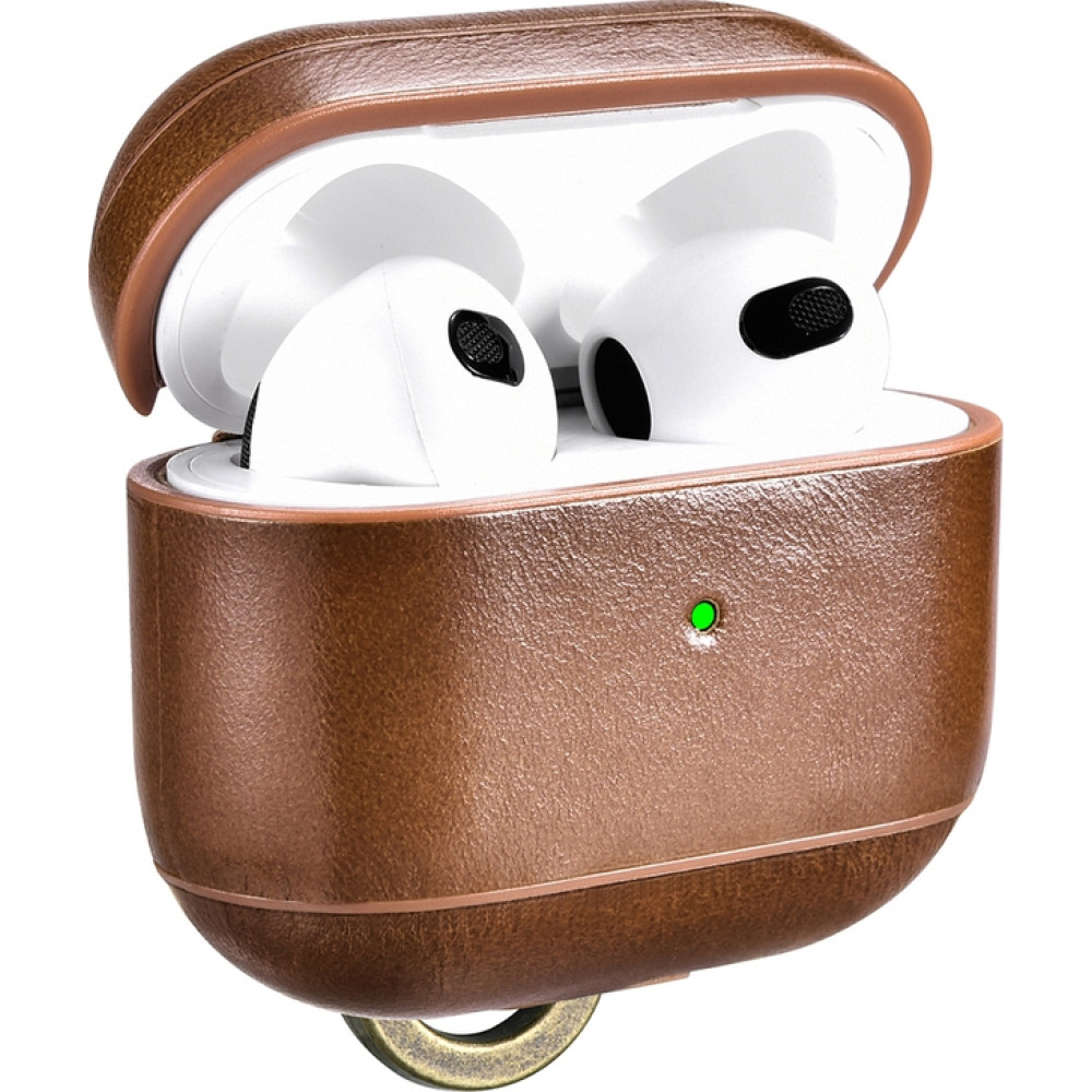 iCarer Vintage Δερμάτινη Θήκη με Γάντζο για Apple AirPods 3rd Gen - Brown (IAP057-BN)