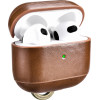 iCarer Vintage Δερμάτινη Θήκη με Γάντζο για Apple AirPods 3rd Gen - Brown (IAP057-BN)