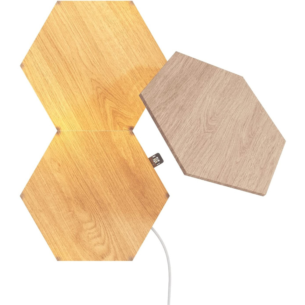 Nanoleaf Elements Wood Look Hexagons Expansion Pack - Αρθρωτές Συνθέσεις LED Φωτισμού - 3 Τεμάχια (NL52-E-0001HB-3PK)