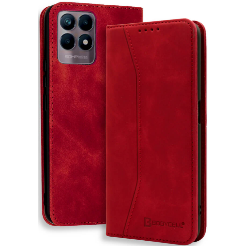 Bodycell Θήκη - Πορτοφόλι Realme 8i - Red (5206015057885)
