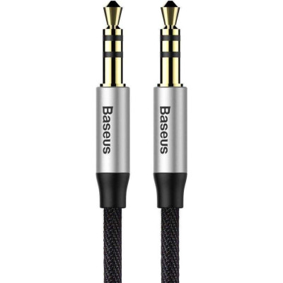 Baseus Yiven Audio M30 - Καλώδιο Ήχου AUX Jack 3.5mm (male) σε Jack 3.5mm (male) - 100cm - Black / Silver (CAM30-BS1)