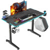 Eureka Ergonomic GIP 44" Fiber Optic Gaming Desk - Γραφείο Gaming RGB με Βάση για Ποτήρι και Ακουστικά / Οργανωτής Καλωδίων / Βάση με 4 x USB - 112 x 60 x 76.5 cm - Black (ERK-GIP-44B)
