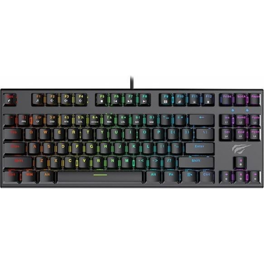 Havit Backlit Mechanical Gaming Keyboard - Ενσύρματο RGB Gaming Μηχανικό Πληκτρολόγιο Tenkeyless με Custom Διακόπτες - US - 2 Έτη Εγγύηση - Black (HVKB-KB869L-BK)
