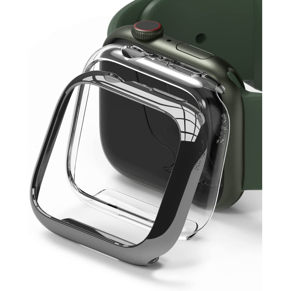 Ringke Θήκη Slim Case - Apple Watch 9 / 8 / 7 45mm - Clear / Dark Chrome - 2 Τεμάχια (8809848200526)