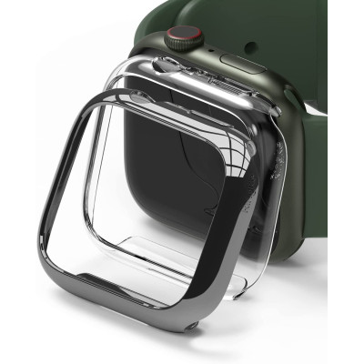 Ringke Θήκη Slim Case - Apple Watch 9 / 8 / 7 45mm - Clear / Dark Chrome - 2 Τεμάχια (8809848200526)
