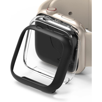 Ringke Θήκη Slim Case - Apple Watch 9 / 8 / 7 45mm - Clear / Matte Black - 2 Τεμάχια (8809848200267)